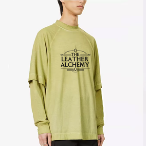 เสื้อยืดแขนยาวคอกลมทรงโอเวอร์ไซส์ผ้าฝ้ายฟอกสีสไตล์สตรีทแวร์ลำลองคุณภาพพรีเมียมสำหรับผู้ชายใส่ได้ทุกวัน - Product Image 1