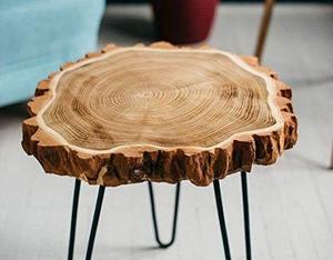 Handmade Live Edge Wooden <b>Side</b> <b>Table</b> with Hairpin Metal Legs <b>Rustic</b> Tree Slice End <b>Table</b> Natural Wood Coffee <b>Table</b> for Living - Product Image 2
