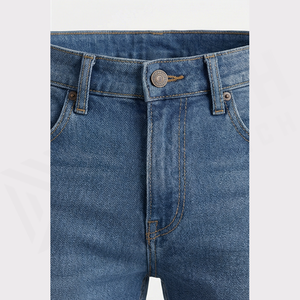 Straight-Leg Stonewashed <b>Denim</b> Jeans Men High Waist Slim Fit Cotton Casual Spring Style Pants - Product Image 4