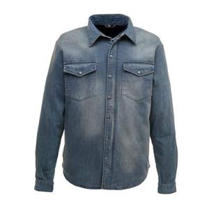 Men's Vintage Solid Denim Long Sleeve Shirt Turn-Down Collar Breathable Motorbike Kevlar Protective - Product Image 1