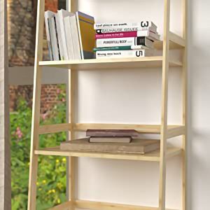 WTZ Libreria Moderna a 5 Ripiani, Scaffale Alto a Scala con Cassetti, Colore Naturale BC 239 per Camera da Letto, Soggiorno, Ufficio - Product Image 4