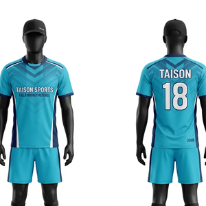 Camiseta de árbitro de hockey sobre césped transpirable de poliéster de 180 GSM, diseño de paneles en blanco, azul y naranja, impresión por sublimación personalizada, logotipo bordado. - Product Image 3