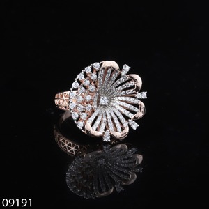 DVINS JEWELS Anillo de Diamantes con Diseño Floral, Chapado en Oro Rosa de 14K, Diamantes Cultivados en Laboratorio, Corte Brillante, Certificado, Moderno, para Mujer, Anillo de Boda - Product Image 3