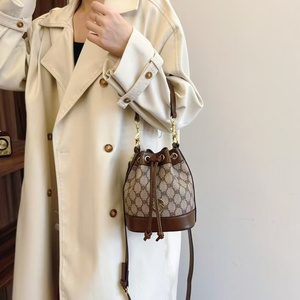 PU Leather Vintage Lady Fashion Bucket Crossbody Bag Diamond Lattice Pattern Zip Closure Single Spring/Summer/Autumn/Winter - Product Image 1