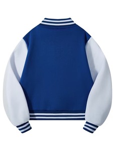 Chaqueta Cortavientos Personalizada Reversible Unisex Azul y Blanca Estilo Preppy con Cuello Camisero y Manga Regular de Poliéster - Product Image 2