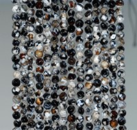 Perles rondes facettées en agate de feu naturelle, couleur noir glace, pour la création de bijoux, colliers, bracelets, vente en gros