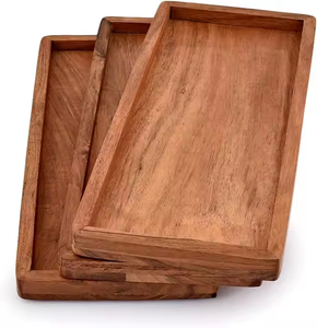 Acacia Wood Single Tier Dishwasher Safe Appetizer <b>Storage</b> <b>Tray</b> Rectangular for Home Decor Tableware - Product Image 3