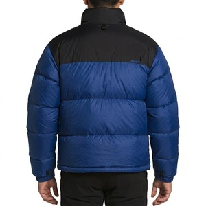 Blouson matelassé à col montant pour homme, bleu, avec empiècements colorés, rembourré de duvet, coupe-vent, décontracté, pour l'hiver, coupe classique, fermeture éclair - Product Image 6