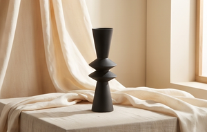 Jarrón Decorativo Moderno de Metal Negro con Textura Geométrica, para Decoración de Oficina o Biblioteca, Venta al Por Mayor - Product Image 2