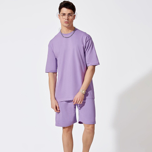 Ensemble T-shirt et short pour homme en coton polyester respirant, décontracté, été, personnalisable, de haute qualité, tricoté - Product Image 2