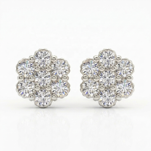 10.60mm Floral Cluster Moissanite <b>Stud</b> <b>Earrings</b> 925 Sterling Silver Gold Plated Iced Brilliant Cut Luxury Wedding & Party Gift - Product Image 4