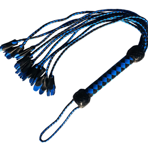 Soft <b>leather</b> <b>flogger</b> whip with braided handle for sensation play impact scenes roleplay and bedroom teasing tools for adults - Product Image 6