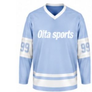 Maillot de hockey sur glace bleu clair pour hommes, manches longues, polyester, vêtements de performance pour l'entraînement des équipes sportives - Product Image 1