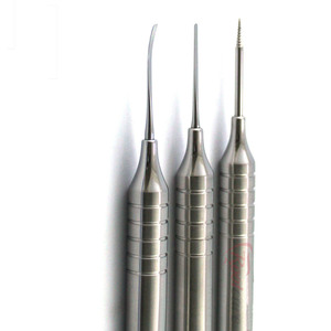 Juego de 3 periotomos quirúrgicos dentales flexibles de acero Manual Steel Rootcare, instrumentos de extracción de implantes con tornillo, modelo RI-026, certificado CE - Product Image 3