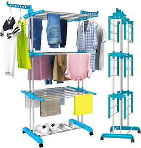 Séchoir à linge double niveau en acier inoxydable avec design pliable, réglable et mobile pour balcon - Product Image 6