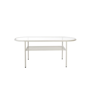 Table basse moderne en verre avec cadre en acier minimal - Product Image 2