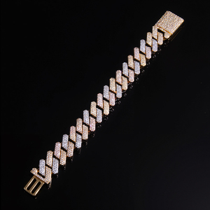 Bracelet tennis hip-hop pour homme, plaqué or, diamants synthétiques (coupés brillants multicolores, cultivés en laboratoire) certifiés IGI, entièrement pavé - Product Image 5