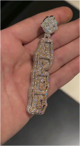 Pendentif vertical personnalisé en moissanite testée au diamant, bijoux sur mesure en argent 925, pendentif lettre en moissanite sertie de pierres - Product Image 5