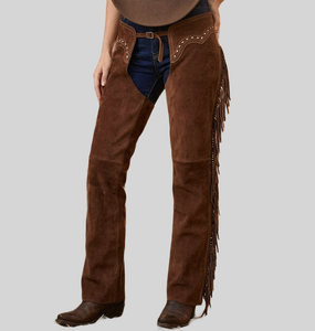 "Premium Western <b>Leather</b> <b>Chaps</b> Cowboy Riding Gear Durable & Comfortable Adjustable Fit Handmade for Horse Riding & Rodeo - Product Image 1