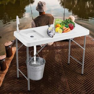 Tavolo da Campeggio per Pulizia Pesce, Design Pieghevole Portatile con Lavello e Rubinetto per Picnic sul Molo - Product Image 3