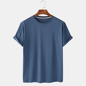 เสื้อยืดแขนสั้นผู้ชาย คอกลม สีพื้น ผ้าคอตตอนเจอร์ซีย์ ระบายอากาศได้ดี ทรงปกติ - Product Image 1
