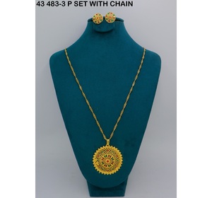 Gold Plated Designer Dubai Jewelry Pendant Chain African <b>Bridal</b> Necklace Saudi Arabia for Women Wedding Jewelry Pendant set - Product Image 6