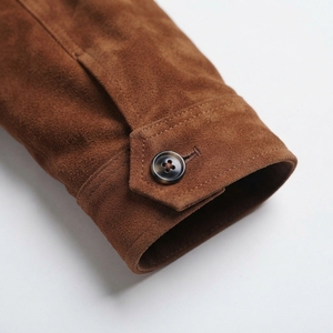 Men's Casual Suede <b>Jacket</b> Full Zip Long Sleeve Shirt Collar Lightweight Outdoor Fashion <b>Jacket</b> Custom Wholesale - Product Image 5