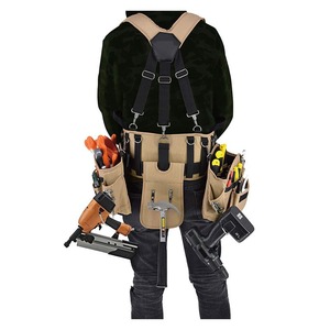 Heavy Duty <b>Tool</b> <b>Belt</b> with Multiple Pockets and Adjustable Straps for Construction Workers Tan Color Durable Waist Bag - Product Image 4