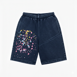 Pantalones Cortos Casuales de Algodón Pesado para Hombre, Estilo Streetwear, con Lavado Ácido y Salpicaduras de Pintura Marrón, Venta al por Mayor - Product Image 6