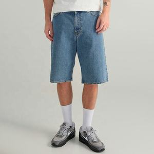 Pantalones Cortos de Mezclilla para Hombre, Lavado Claro, Pierna Recta, Cintura Media, Casuales, para Verano, Tejido de Algodón, con Bolsillos - Product Image 2