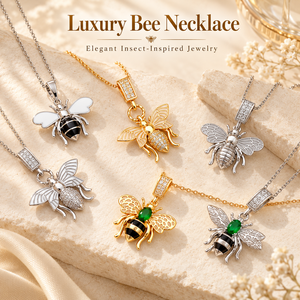 Collier pendentif abeille, chaîne en alliage, incrustation de zircone cubique, plaqué or, ton argent, style classique, bijoux unisexes, cadeau - Product Image 2