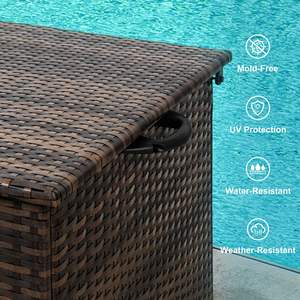 120 gallons Boîte de rangement en osier d'extérieur imperméable, résine, rotin, terrasse, jardin, meubles pour le rangement des coussins - Product Image 5
