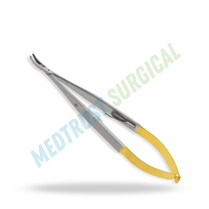 Porte-aiguille Micro Castroviejo TC courbé 140 mm en carbure de tungstène, instrument chirurgical ophtalmique - Product Image 2