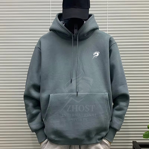 Men's {lain <b>Black</b> Pullover Custom Logo <b>Fleece</b> Sweatshirt with Kangagroo Pocket - Product Image 2