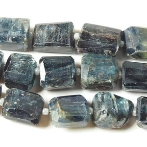 Perles de pierre naturelle en kyanite bleue facettée, forme de nugget, brin de 8 pouces, 10-15 mm environ, certifiées par un tiers pour la bijouterie - Product Image 1