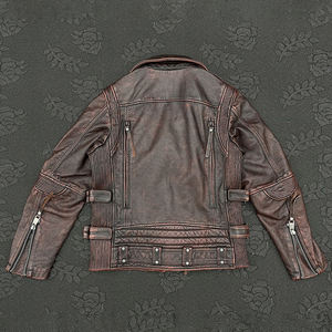 Veste de motard en cuir véritable pour homme de qualité supérieure, col montant, imperméable, coupe-vent, fournisseur OEM ODM personnalisé - Product Image 5