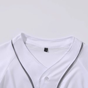 White <b>Baseball</b> Jersey Short Sleeve Button Front Unisex Breathable Polyester Adult Sport Shirt Soft Feel - Product Image 3