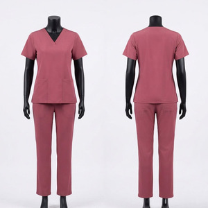 Black Hardson Women's Premium Rayon Polyester Spandex Nursing Suit 180 GSM Dusty Rose V Neck Scrub Set Custom Logo <b>Uniform</b> - Product Image 1