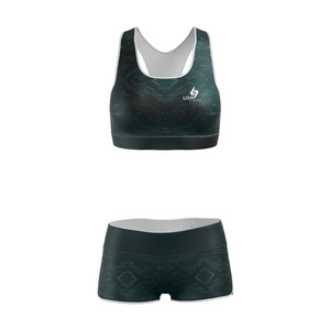 Conjunto de Top Corto y Pantalones Cortos de Cintura Alta con Sujetador de Alto Soporte, Diseño de Camuflaje, Spandex y Poliéster, Ropa Deportiva para Yoga y Gimnasio para Mujer, Personalizado OEM - Product Image 4