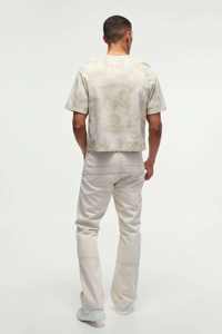 T-shirt oversize beige délavé pour homme, mélange de coton, col rond, streetwear décontracté, étiquette privée personnalisée - Product Image 5