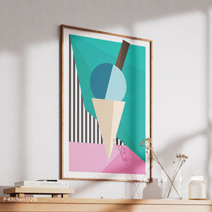Arte de pared en lienzo para cocina, póster con ilustración abstracta de forma de helado, decoración moderna para pared con diseño de postres - Product Image 3