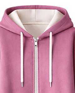 Sudadera con capucha larga con cremallera para mujer, color rosa malva, forro polar de invierno, fabricante personalizado, ropa casual urbana, venta al por mayor OEM - Product Image 3