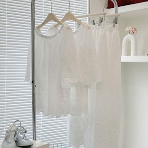 Jupe trapèze élégante blanche brodée taille haute longueur genou en dentelle de coton, douce, lavable, séchage rapide, idéale pour l'été décontracté - Product Image 4