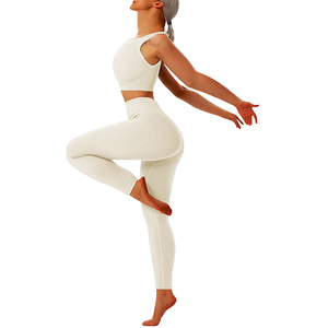 Discount Women Yoga Set High Quality Sports Bra Leggings Soft Fabric Fitness Wear Bulk Wholesale Supplier 2-Piece Breathable - Product Image 6