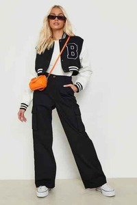 แจ็คเก็ตบอมเบอร์แจ็คเก็ตผู้หญิงเสื้อครอปทีมตัวแทน - Product Image 2