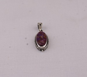 Pendentif en turquoise cuivrée naturelle, bijoux en argent sterling 925, pendentif en pierre précieuse Mohave violette, bijoux de style vintage - Product Image 3