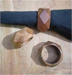 Anillos de Servilleta de Madera Geométricos Modernos al por Mayor, Hechos a Mano, Duraderos, Ecológicos, Accesorios de Mesa para Restaurantes de Alta Cocina - Product Image 1