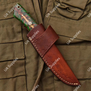 มีด EDC สำหรับตั้งแคมป์และล่าสัตว์ ด้ามจับเรซิ่นรูปทรงกรวยสน ผลิตจากเหล็กดามัสกัส  ใบมีดแบบ Drop Point ปรับแต่งได้ตามต้องการ  รับผลิตแบบ OEM - Product Image 6