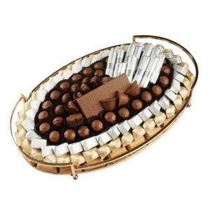 Plato de Metal Plateado de Calidad Creativa para Servir Chocolate, Diseño Estándar para Exhibición de Postres de Chocolate para Eventos Especiales - Product Image 4