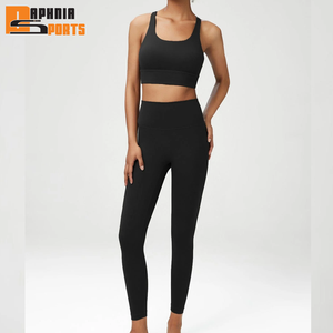 Conjunto Deportivo de 2 Piezas para Mujer, Talla Grande, Color Sólido, Sujetador Deportivo Cruzado y Pantalones Cortos de Cintura Media para Gimnasio, Secado Rápido, para Yoga - Product Image 4